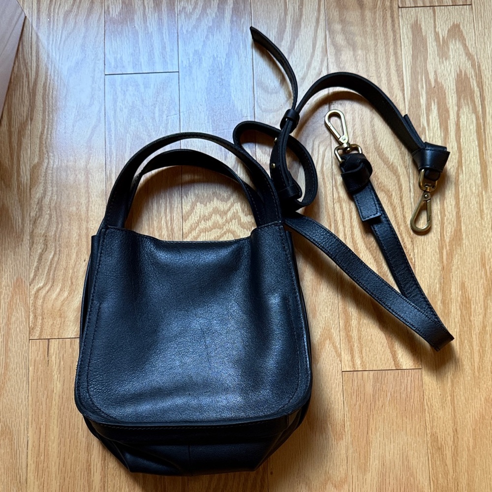 Madewell Black Leather Small Crossbody Tote